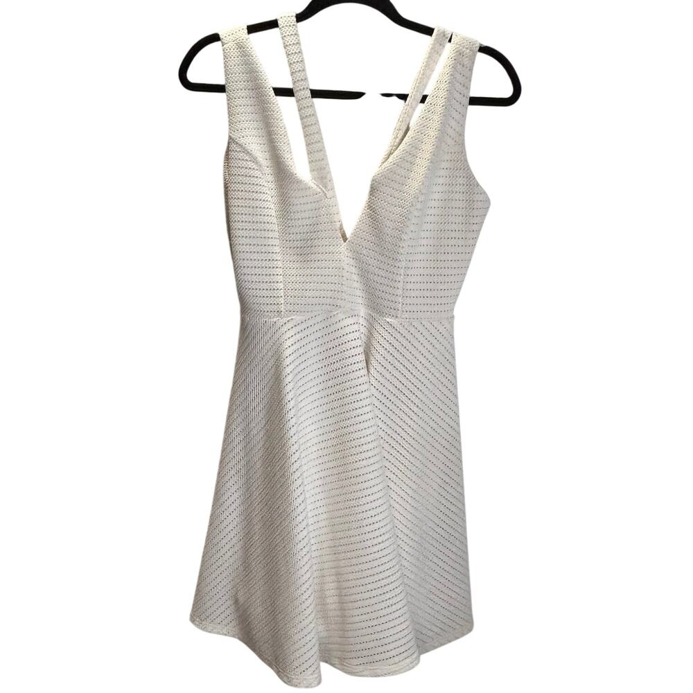 Mystic White Fit Flare Dress Textured Strappy Back Sleeveless NO SIZE TAG app. S